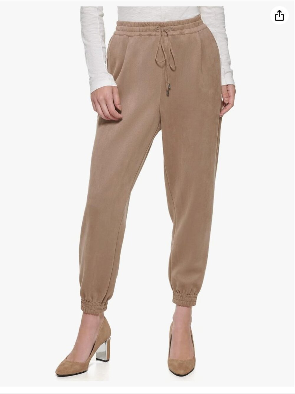 NWT DKNY Women's Faux-Suede Drawstring Joggers